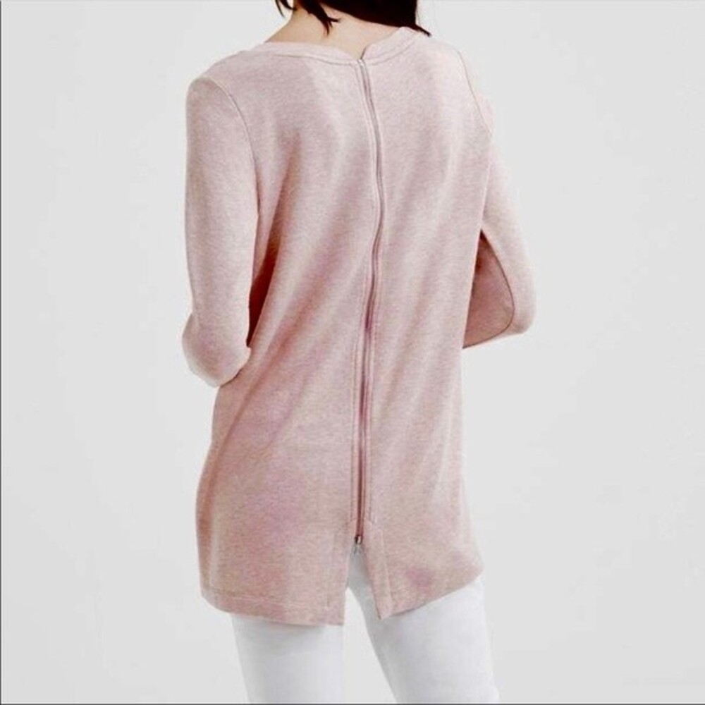 Lou & Grey Back Zipper Tunic Top in Heather Mauve Pink S
